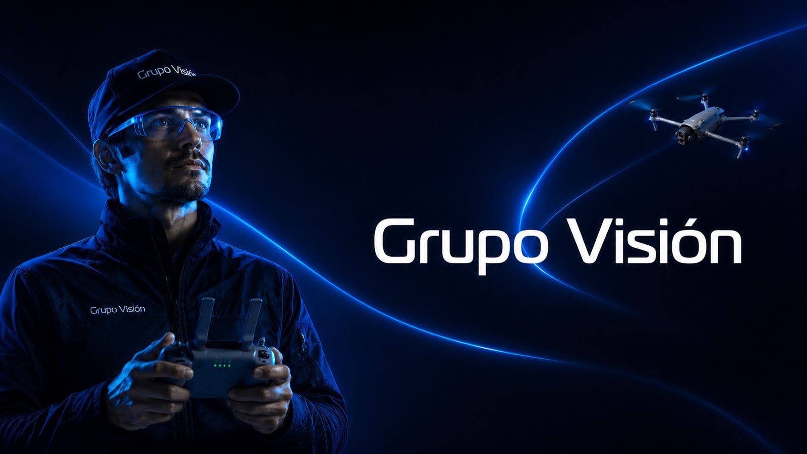 Piloto de Grupo Visión operando un drone DJI Mavic 4 Pro para grabación aérea de eventos